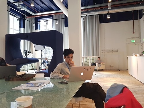 Lorenzo and Danil working on their presentation