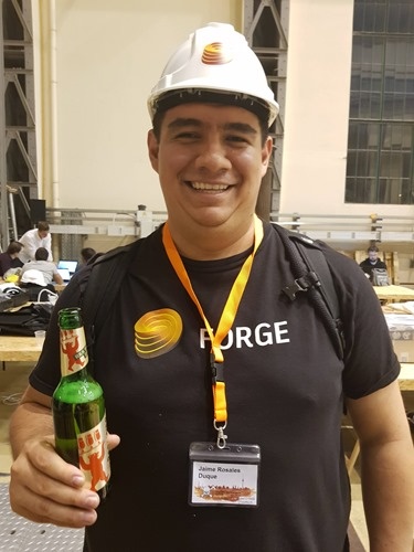 Jaime sipping a well-deserved beer