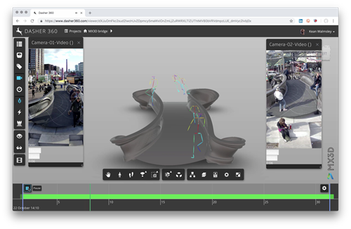 Video footage alongside corresponding 3D skeletons