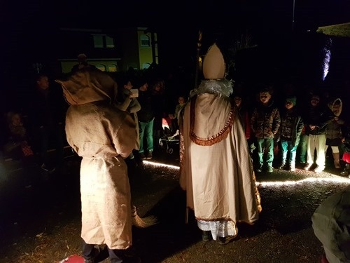 Giving goodies to the kids