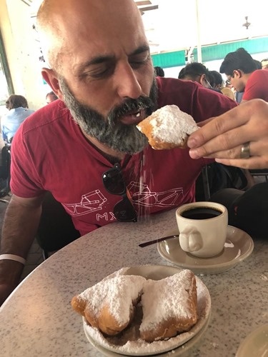Eating beignets at Caf&eacute; du Monde