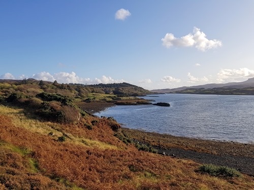 The view across to Dunvegan Castle