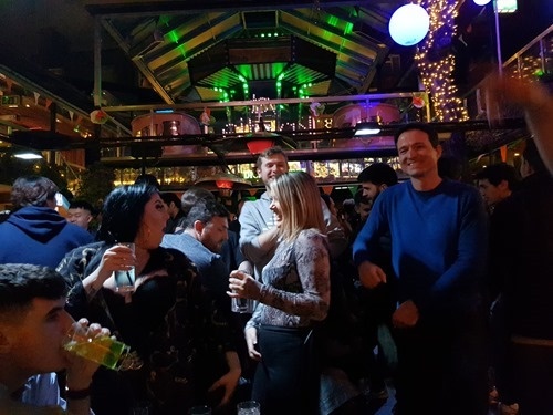 Adam and Jakob dancing at Dicey's Garden