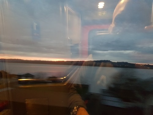 Dawn across the lake from the train