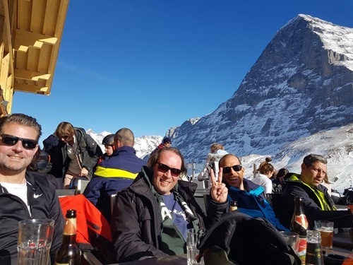 Lunch looking at the North Face of the Eiger