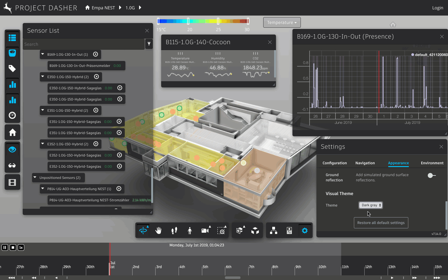 Changing themes while surface shading