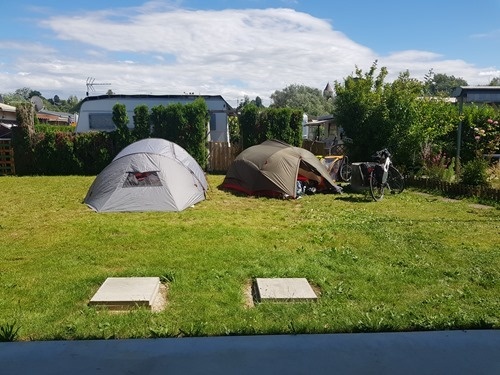 Our pitch by the loos