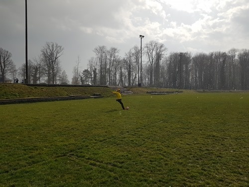 Football in the rain