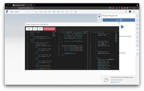 Default code in the Plugin Playground