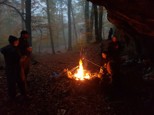 Grilling sausages on Halloween