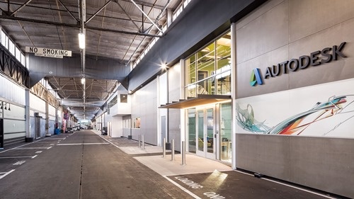 Image optimized for use as a Zoom virtual background. 1920x1080
Exterior of the Autodesk Technology Center in San Francisco
