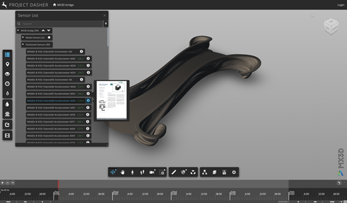 Datasheet preview for an MX3D bridge sensor in Dasher