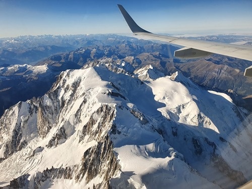Flying home over the Alps