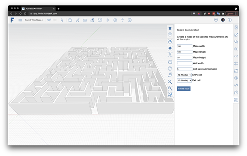 A maze generated by Brett's plugin