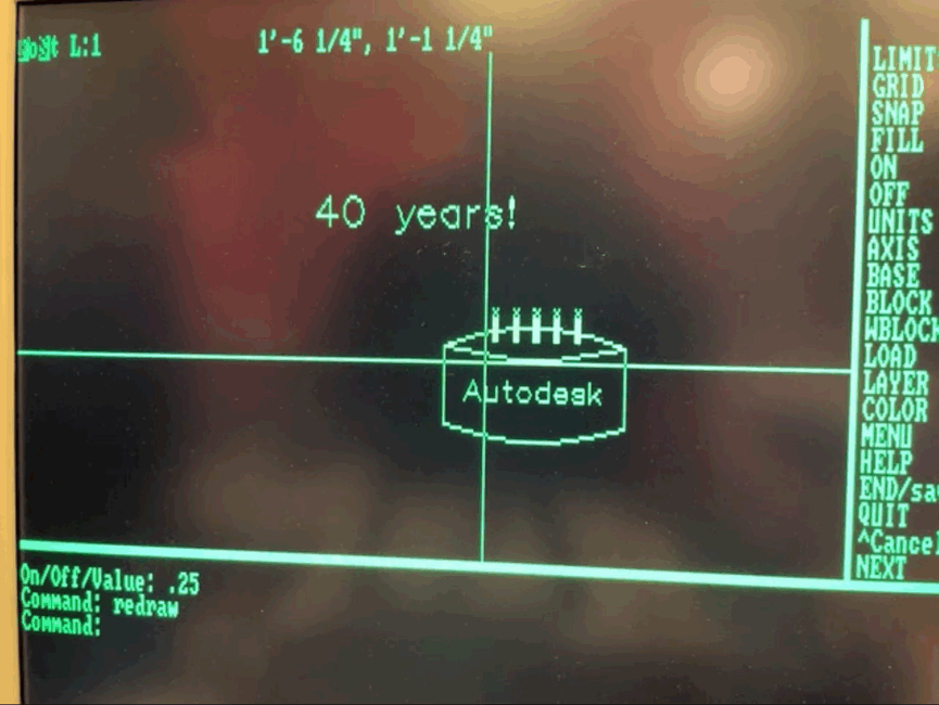 Drawing a birthday cake using AutoCAD 1.x