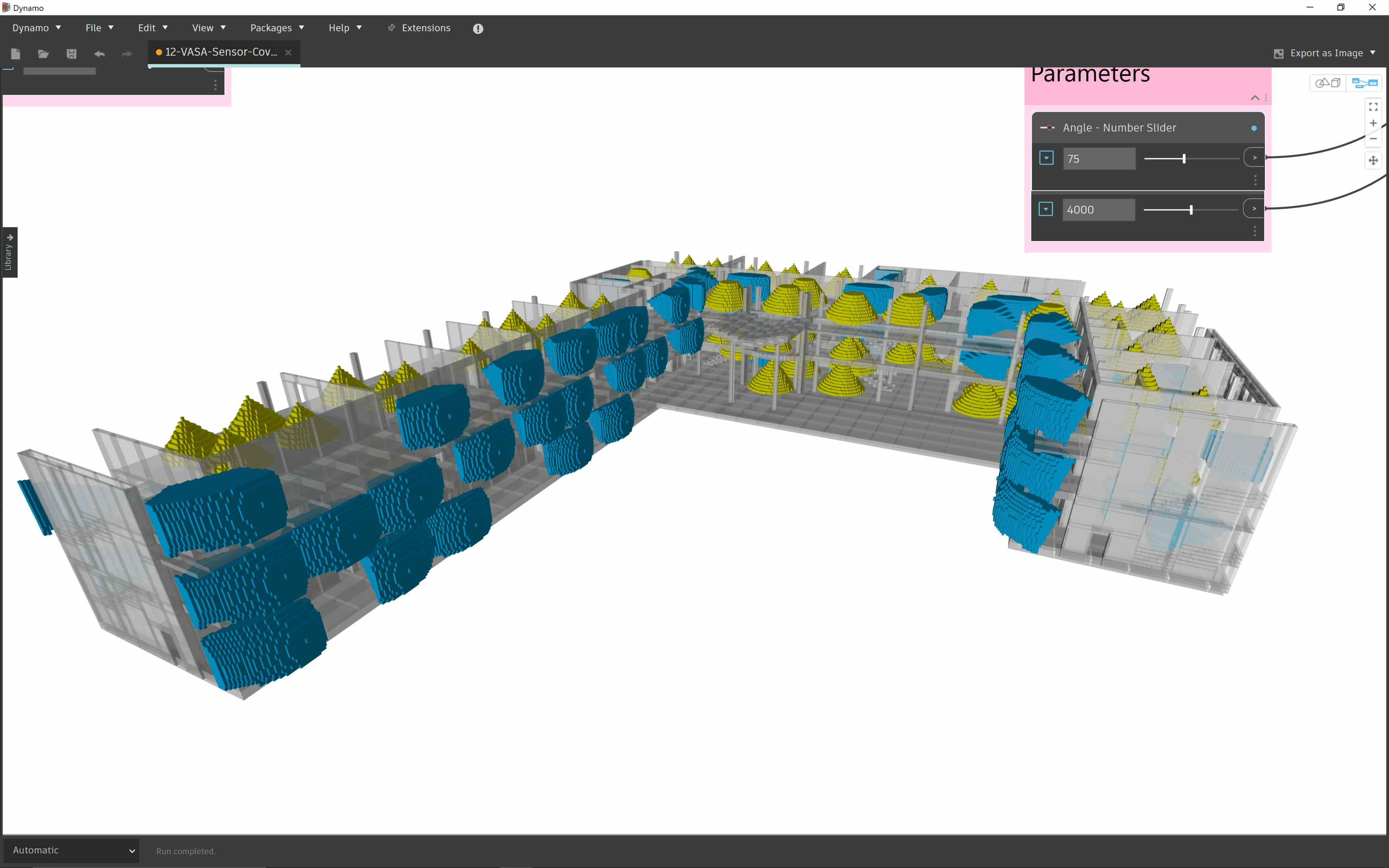 Ceiling sensor cone angle and radius