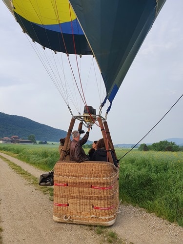 Landed between two fields