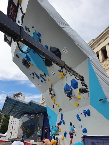 The main climbing wall from the side