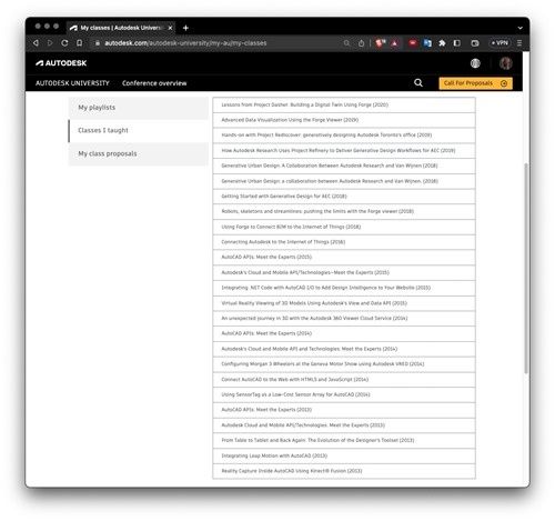 My AU classes since 2013