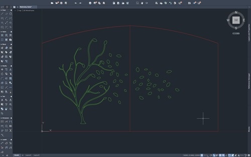 The design in AutoCAD