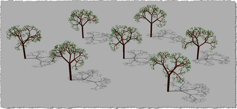 3D trees - 3D view with shadows
