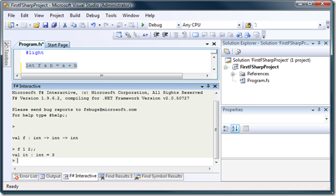 Our first F# function