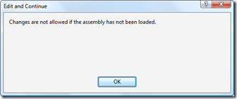 Edit and Continue - assembly not loaded