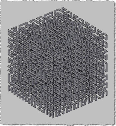 Hilbert Cube (Level 4) - Path used for extrusion